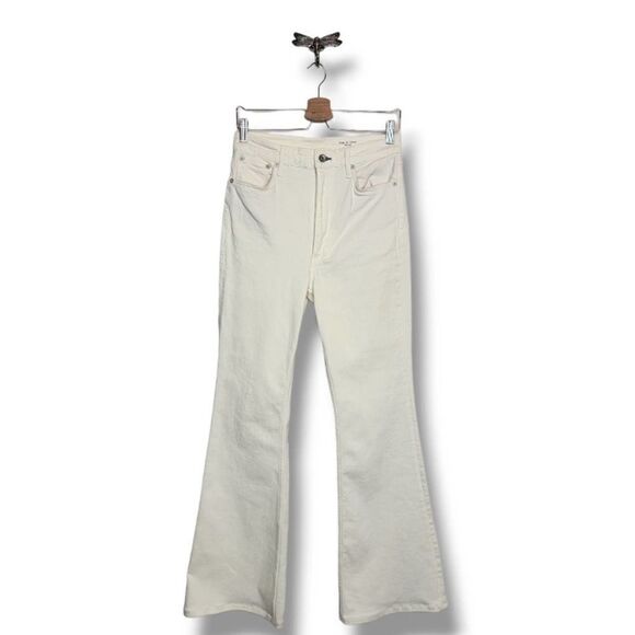Rag & Bone Casey High Rise Flare Jean In Ecru 31 - Picture 4 of 9